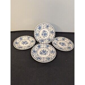 Johnson Brothers Indies Blue Salad Plates Set of 4 England Ironstone 7.75"